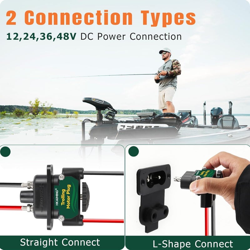 HKAIMING Trolling Motor Plug, 027-0004-Kit Onboard Marine 12V to 48V Quick Power Connector, Weather Resistant with 80 AMP Capacity Green - Image 5